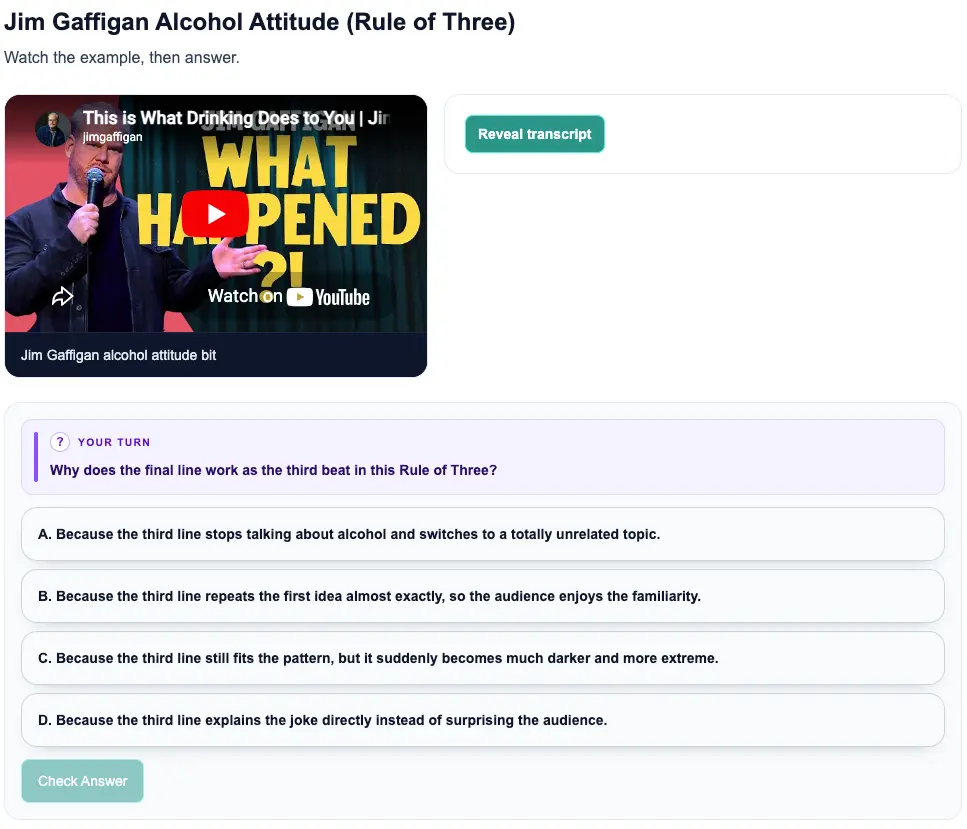 Jim Gaffigan using rule of three jokes